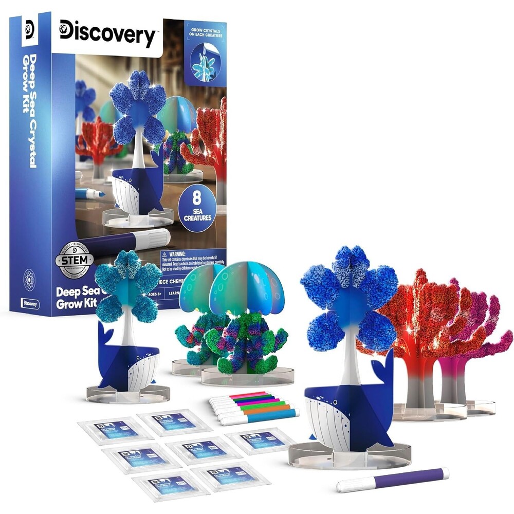 Discovery Deep Sea Crystal Grow Kit 32-Piece STEM Chemistry Activity Ages 8+